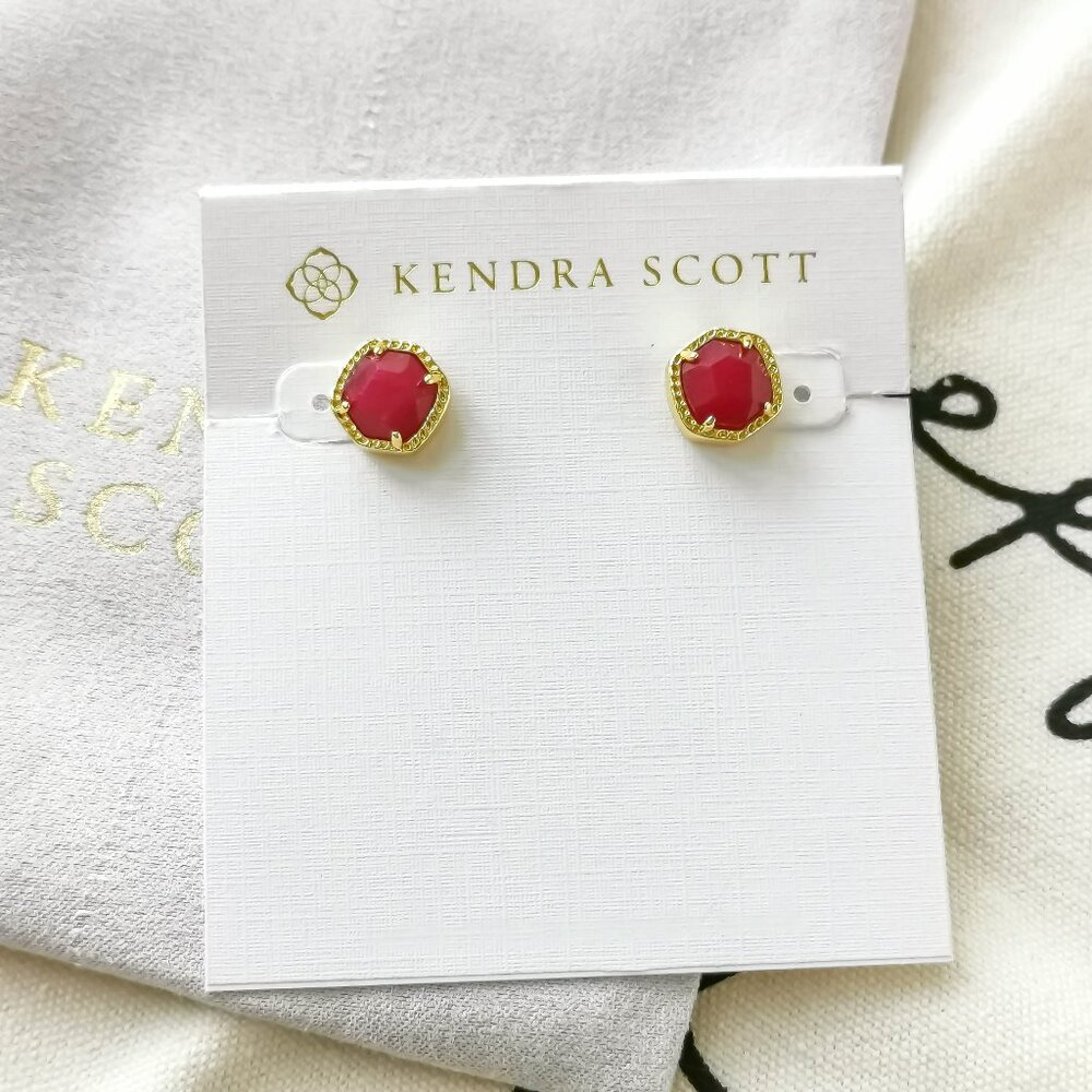 Kendra Scott Stud Earrings - Davie Raspberry Labradorite Gold